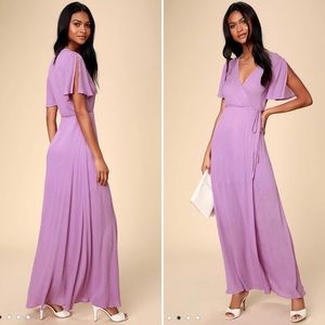 LULU’S Much Obliged Lavender Wrap Maxi Dress Small